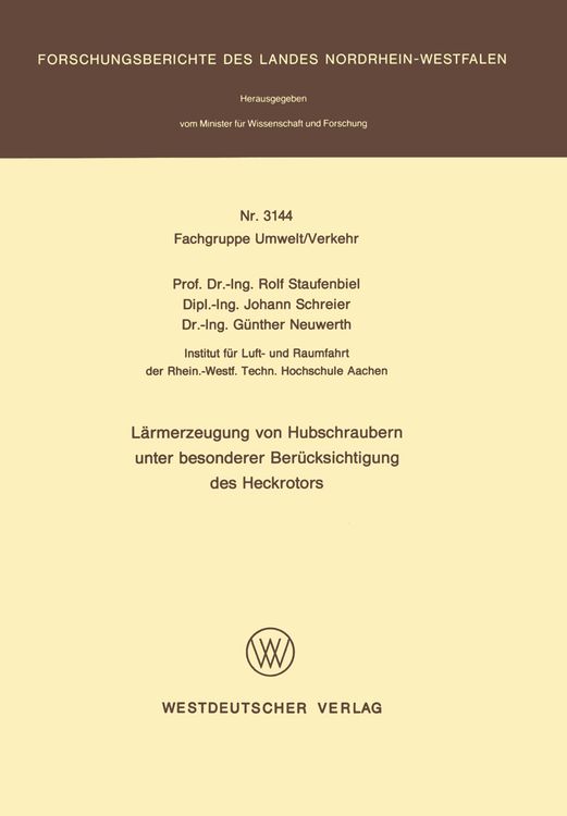 Produktbild: L&auml;rmerzeugung von Hubschraubern unter besonderer Ber&uuml;cksichtigung des Heckrotors