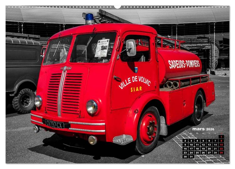 Produktbild: V&Eacute;HICULES de POMPIERS VINTAGE (Calendrier mural 2026 DIN A2 vertical) calendrier de bureau