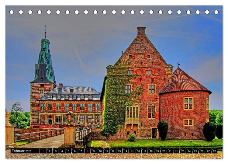 Produktbild: Burgen und Schl&ouml;sser im M&uuml;nsterland (Tischkalender 2026 DIN A5 quer), CALVENDO Monatskalender