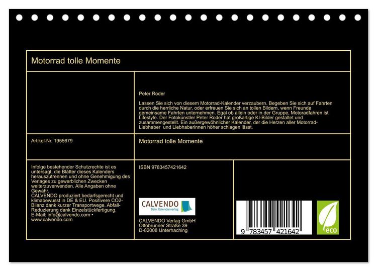 Produktbild: Motorrad tolle Momente (Tischkalender 2026 DIN A5 quer), CALVENDO Monatskalender