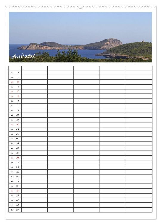 Produktbild: Ibiza / Familienplaner (Wandkalender 2026 DIN A2 hoch), CALVENDO Monatskalender