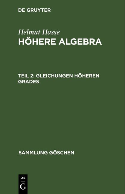 Produktbild: Gleichungen h&ouml;heren Grades