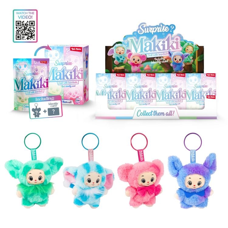 Produktbild: Schl&uuml;sselanh&auml;nger Makiki Pl&uuml;sch Blindbox 4fach sortiert