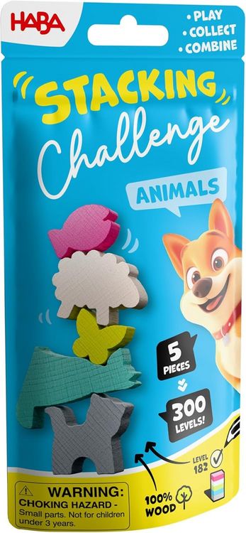 Produktbild: HABA 2013867001 - Stacking Challenge Animals, Tier-Stapel-Duell, 5-teilig, Stapelspiel