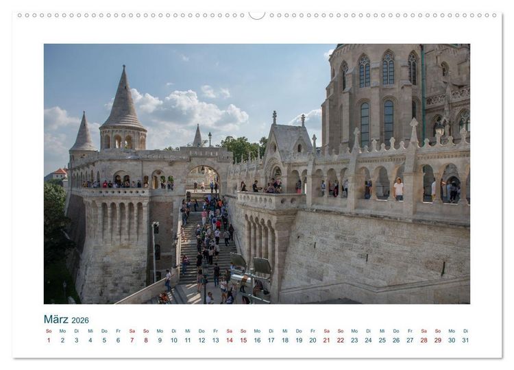 Produktbild: Budapest: zwischen Parlamentsgeb&auml;ude und Burgpalast (hochwertiger Premium Wandkalender 2026 DIN A2 quer), Kunstdruck in Hochglanz