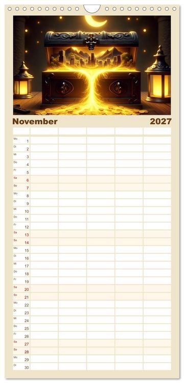 Produktbild: Familienplaner 2027 - Leben in einer Box mit 5 Spalten (Wandkalender, 21 x 45 cm) CALVENDO