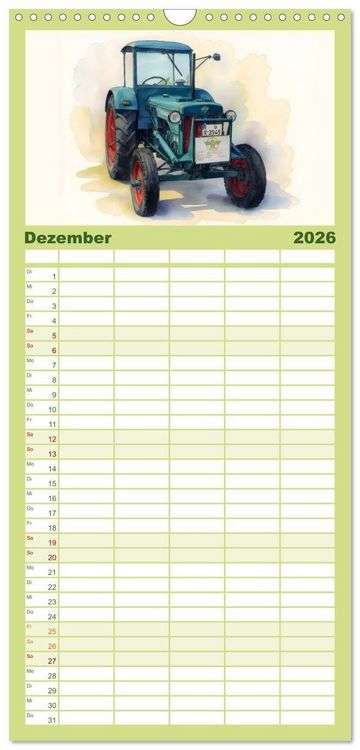 Produktbild: Familienplaner 2026 - Alte Schlepper in neuem Glanz mit 5 Spalten (Wandkalender, 21 x 45 cm) CALVENDO