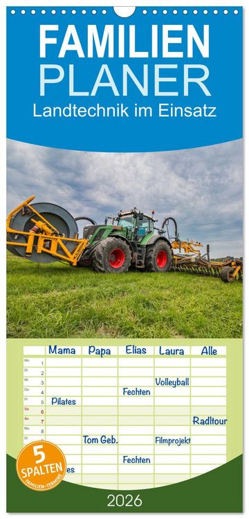 Produktbild: Familienplaner 2026 - Landtechnik im Einsatz mit 5 Spalten (Wandkalender, 21 x 45 cm) CALVENDO