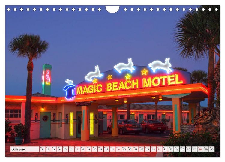 Produktbild: American Motels - Nostalgie mit Neon (Wandkalender 2026 DIN A4 quer), CALVENDO Monatskalender