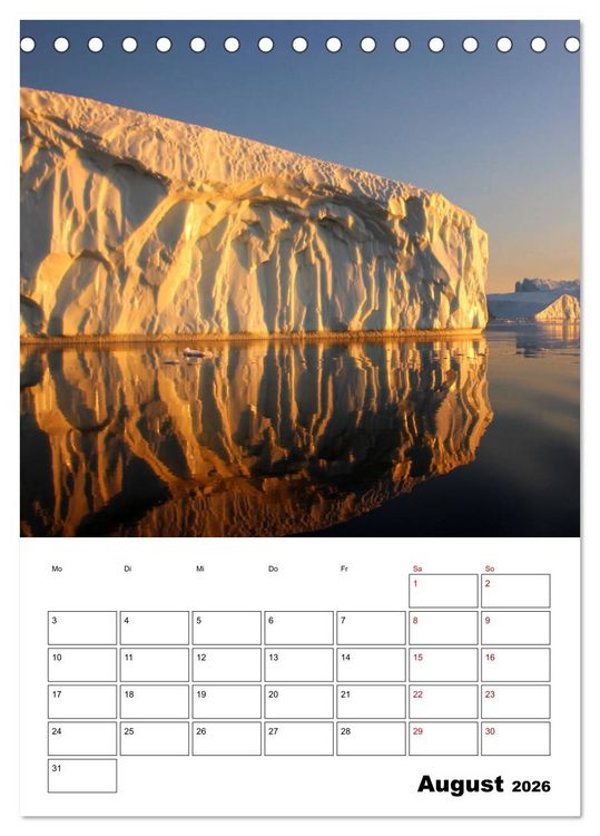 Produktbild: Die Eisberge von Ilulissat (Tischkalender 2026 DIN A5 hoch), CALVENDO Monatskalender