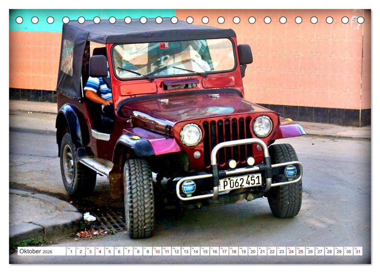 Produktbild: Cuba Jeeps - Gel&auml;ndewagen Oldtimer (Tischkalender 2026 DIN A5 quer), CALVENDO Monatskalender