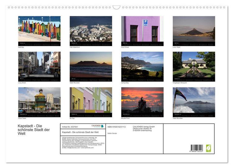 Produktbild: Kapstadt - Die sch&ouml;nste Stadt der Welt (Wandkalender 2026 DIN A2 quer), CALVENDO Monatskalender