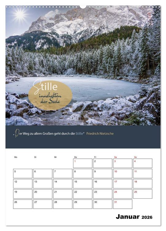 Produktbild: Zitate Wegbegleiter, mit Spr&uuml;chen durch das Jahr by VogtArt (hochwertiger Premium Wandkalender 2026 DIN A2 hoch), Kunstdruck in Hochglanz