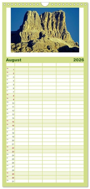 Produktbild: Familienplaner 2026 - S&Uuml;DTIROL - Land der Berge mit 5 Spalten (Wandkalender, 21 x 45 cm) CALVENDO
