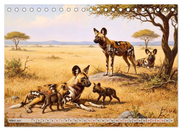 Produktbild: Afrikas Tiere wie aus alten B&uuml;chern (Tischkalender 2027 DIN A5 quer), CALVENDO Monatskalender