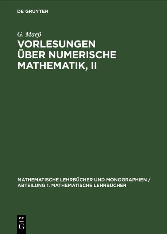 Produktbild: Vorlesungen &uuml;ber numerische Mathematik, II