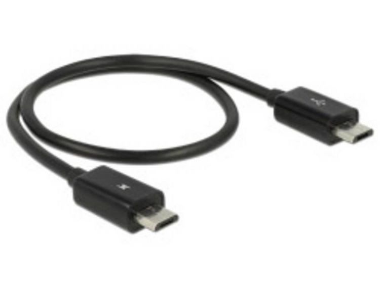 Produktbild: Delock USB-Kabel USB 2.0 USB-Micro-B Stecker, USB-Micro-B Stecker 0.30 m Schwarz mit OTG-Funktion 83570