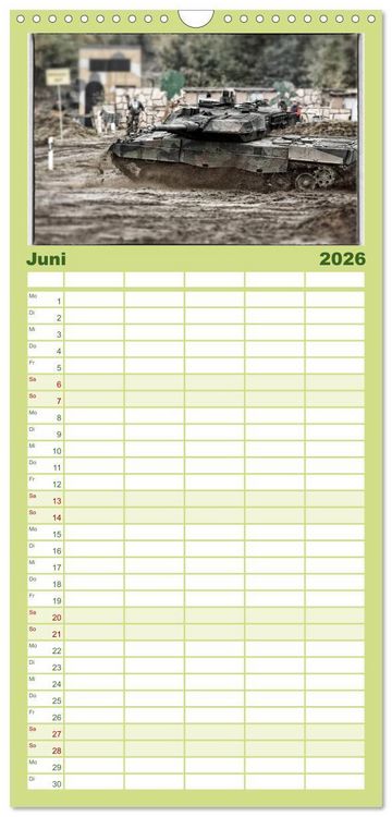 Produktbild: Familienplaner 2026 - Panzerstahl auf der Heide &ndash; Das Heer legt wieder los mit 5 Spalten (Wandkalender, 21 x 45 cm) CALVENDO