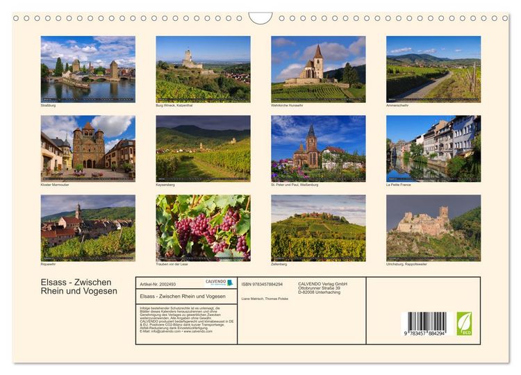 Produktbild: Elsass - Zwischen Rhein und Vogesen (Wandkalender 2026 DIN A3 quer), CALVENDO Monatskalender