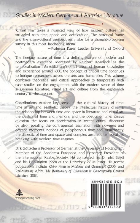 Produktbild: Critical Time in Modern German Literature and Culture