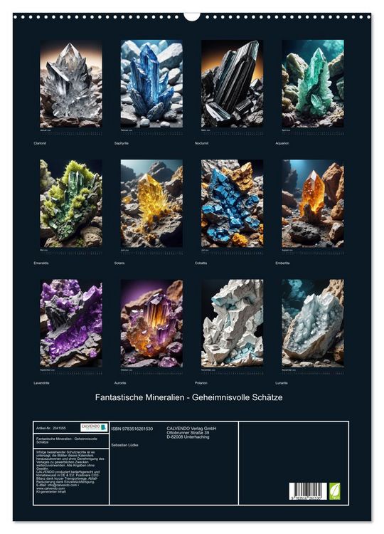 Produktbild: Fantastische Mineralien - Geheimnisvolle Sch&auml;tze (Wandkalender 2026 DIN A2 hoch), CALVENDO Monatskalender