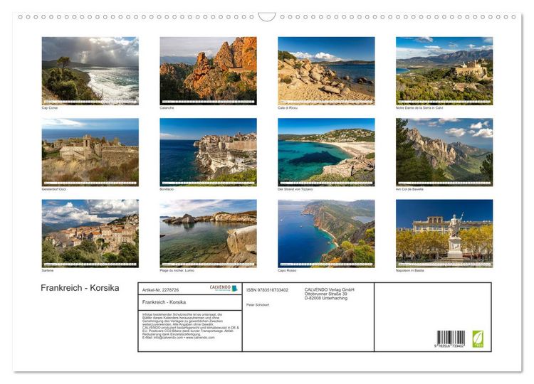 Produktbild: Frankreich - Korsika (Wandkalender 2026 DIN A2 quer), CALVENDO Monatskalender