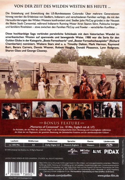 Produktbild: Colorado Saga (Centennial) - Komplettbox / Das komplette 12-teilige Western-Epos mit absoluter Starbesetzung (Pidax Western-Klassiker) [4 DVDs]