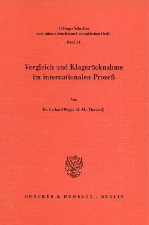 Produktbild: Vergleich und Klager&uuml;cknahme im internationalen Proze&szlig;.