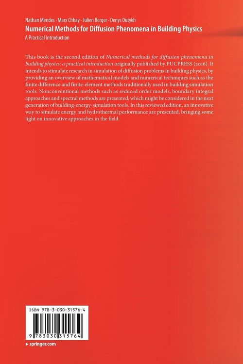 Produktbild: Numerical Methods for Diffusion Phenomena in Building Physics