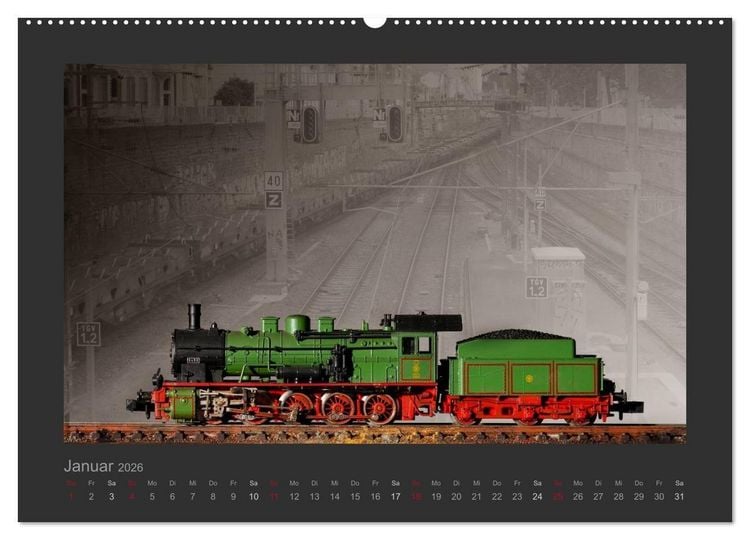 Produktbild: Dampflokomotiven in Spur N (Wandkalender 2026 DIN A2 quer), CALVENDO Monatskalender