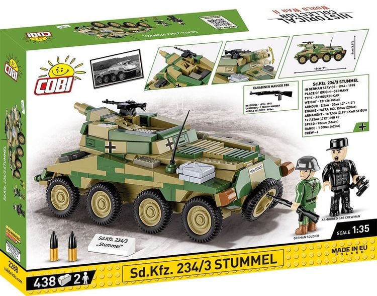 Produktbild: COBI Historical Collection 2288 - Sd. Kfz. 234/3 Stummel, WWII, Panzer, Bausatz, 1:35, 438 Bauteile