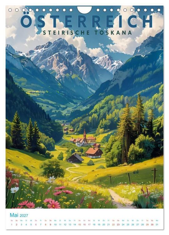 Produktbild: &Ouml;sterreich - Old School Poster Style (Wandkalender 2027 DIN A4 hoch), CALVENDO Monatskalender