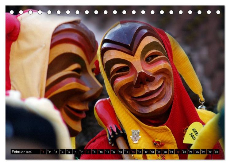Produktbild: Alemannische Masken (Tischkalender 2026 DIN A5 quer), CALVENDO Monatskalender