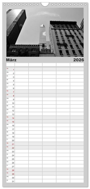 Produktbild: Familienplaner 2026 - New York in schwarz weiss mit 5 Spalten (Wandkalender, 21 x 45 cm) CALVENDO