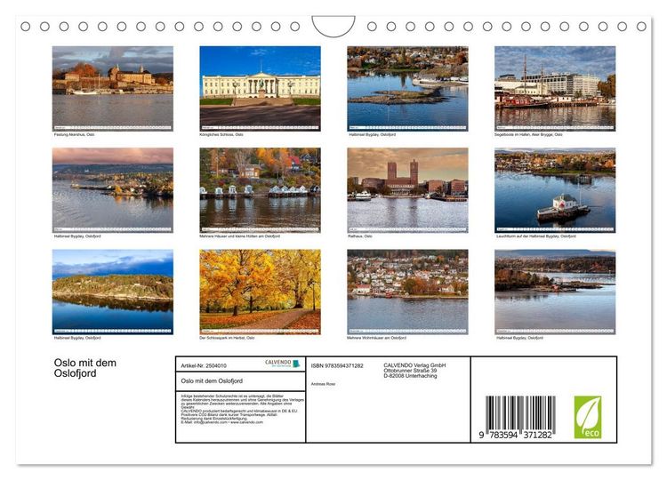 Produktbild: Oslo mit dem Oslofjord (Wandkalender 2027 DIN A4 quer), CALVENDO Monatskalender