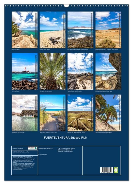 Produktbild: FUERTEVENTURA S&uuml;dsee-Flair (Wandkalender 2026 DIN A2 hoch), CALVENDO Monatskalender
