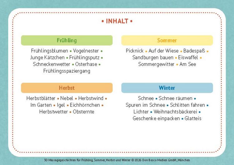 Produktbild: 30 Massagegeschichten f&uuml;r Fr&uuml;hling, Sommer, Herbst und Winter