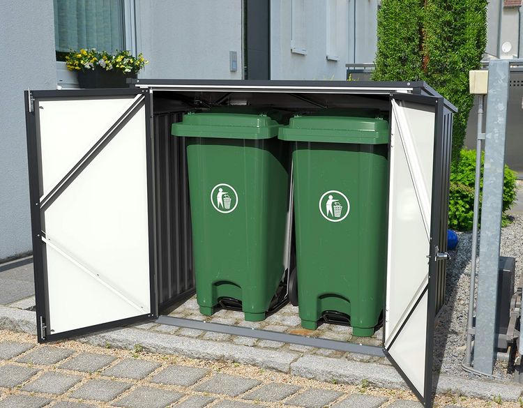 Produktbild: Metall M&uuml;lltonnenbox Schloss 2x 240 l abschlie&szlig;bar