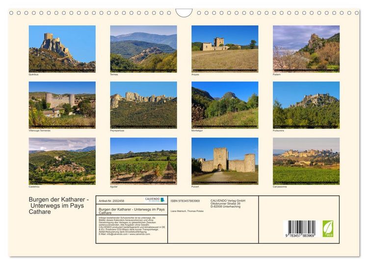 Produktbild: Burgen der Katharer - Unterwegs im Pays Cathare (Wandkalender 2026 DIN A3 quer), CALVENDO Monatskalender