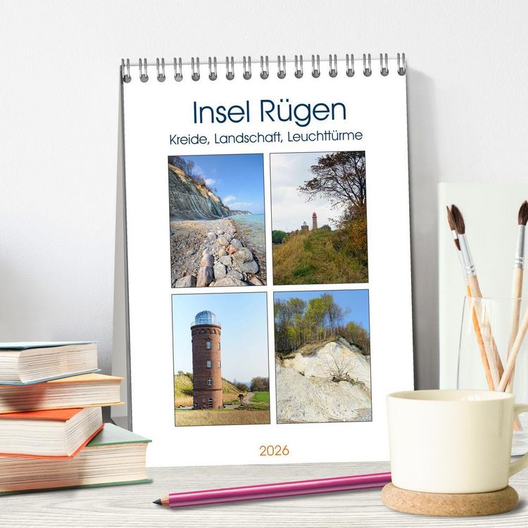 Produktbild: Insel R&uuml;gen - Kreide, Landschaft, Leuchtt&uuml;rme (Tischkalender 2026 DIN A5 hoch), CALVENDO Monatskalender