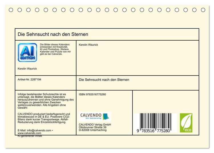 Produktbild: Die Sehnsucht nach den Sternen (Tischkalender 2027 DIN A5 quer), CALVENDO Monatskalender