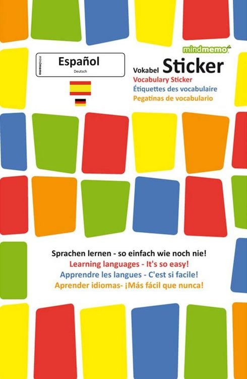 Produktbild: mindmemo Vokabel Sticker - Grundwortschatz Spanisch / Deutsch - 280 Vokabel Aufkleber f&uuml;r Kinder und Erwachsene