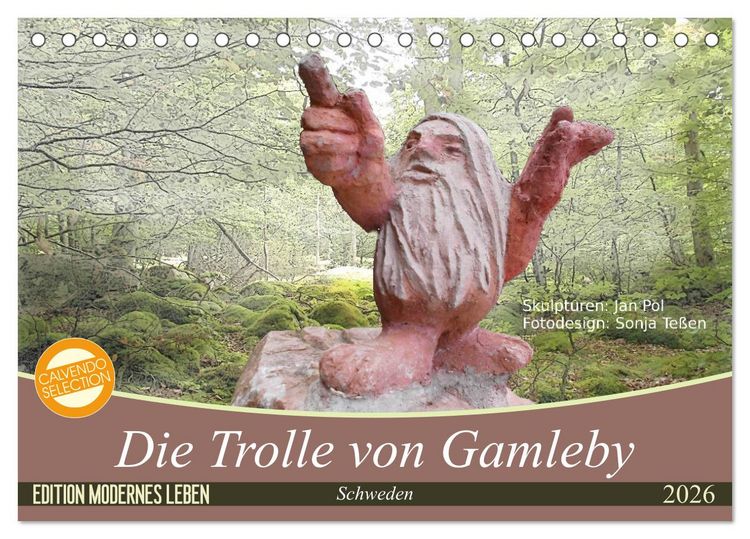 Produktbild: Die Trolle von Gamleby - Schweden - Skulpturen von Jan Pol (Tischkalender 2026 DIN A5 quer), CALVENDO Monatskalender