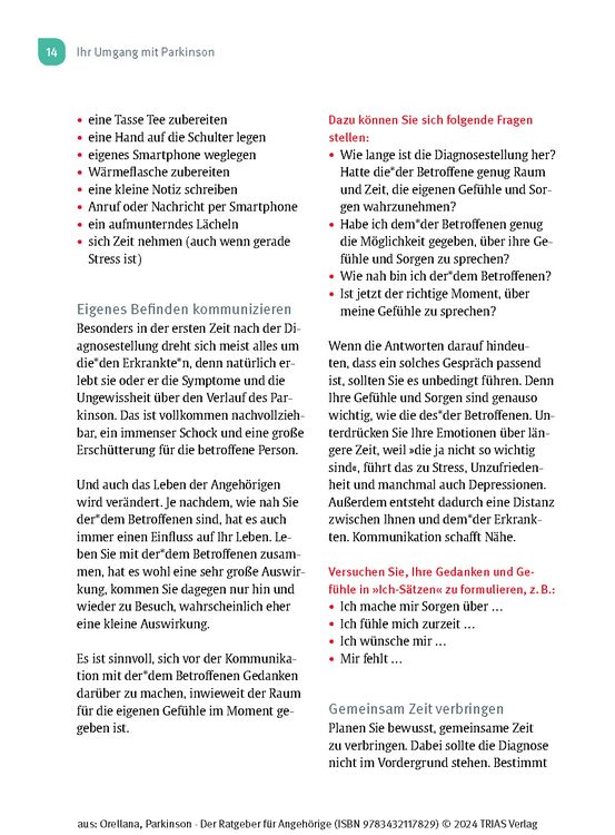 Produktbild: Parkinson. Der Ratgeber f&uuml;r Angeh&ouml;rige