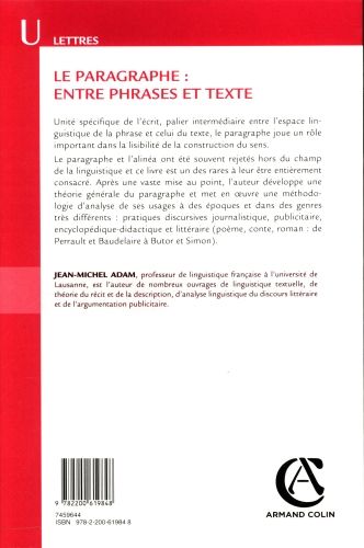 Produktbild: Le paragraphe : entre phrases et texte