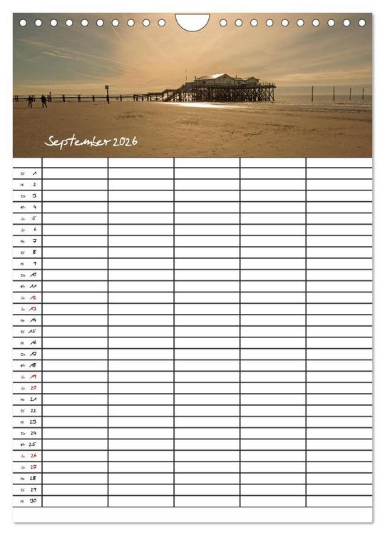 Produktbild: St. Peter Ording Familienplaner (Wandkalender 2026 DIN A4 hoch), CALVENDO Monatskalender