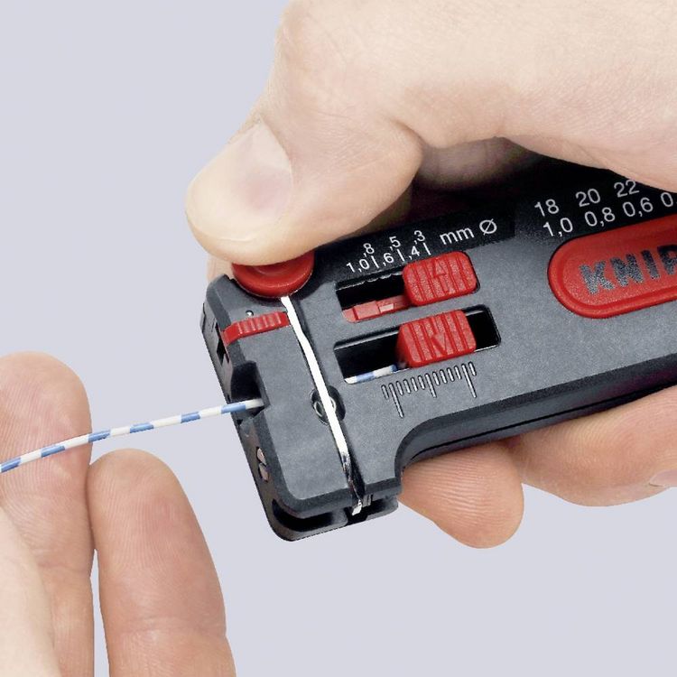 Produktbild: Knipex 12 80 100 SB Drahtabisolierer Geeignet f&uuml;r CU-Leiter 0.3 bis 1mm