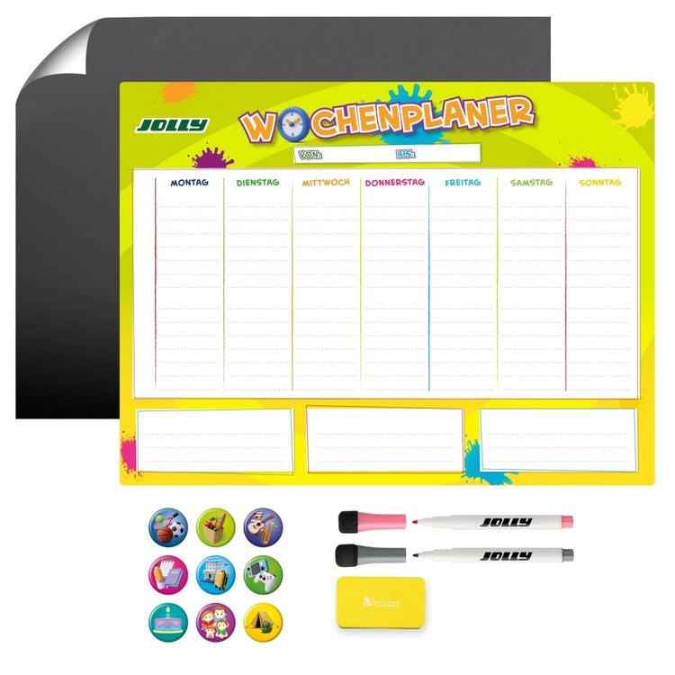 Produktbild: JOLLY Wochenplaner Set: Magnettafel, 2x Marker, Radierer & 9x Magneticons