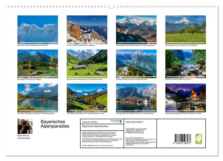 Produktbild: Bayerisches Alpenparadies (hochwertiger Premium Wandkalender 2026 DIN A2 quer), Kunstdruck in Hochglanz