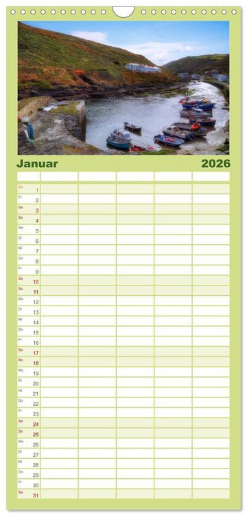 Produktbild: Familienplaner 2026 - Cornwall mit 5 Spalten (Wandkalender, 21 x 45 cm) CALVENDO